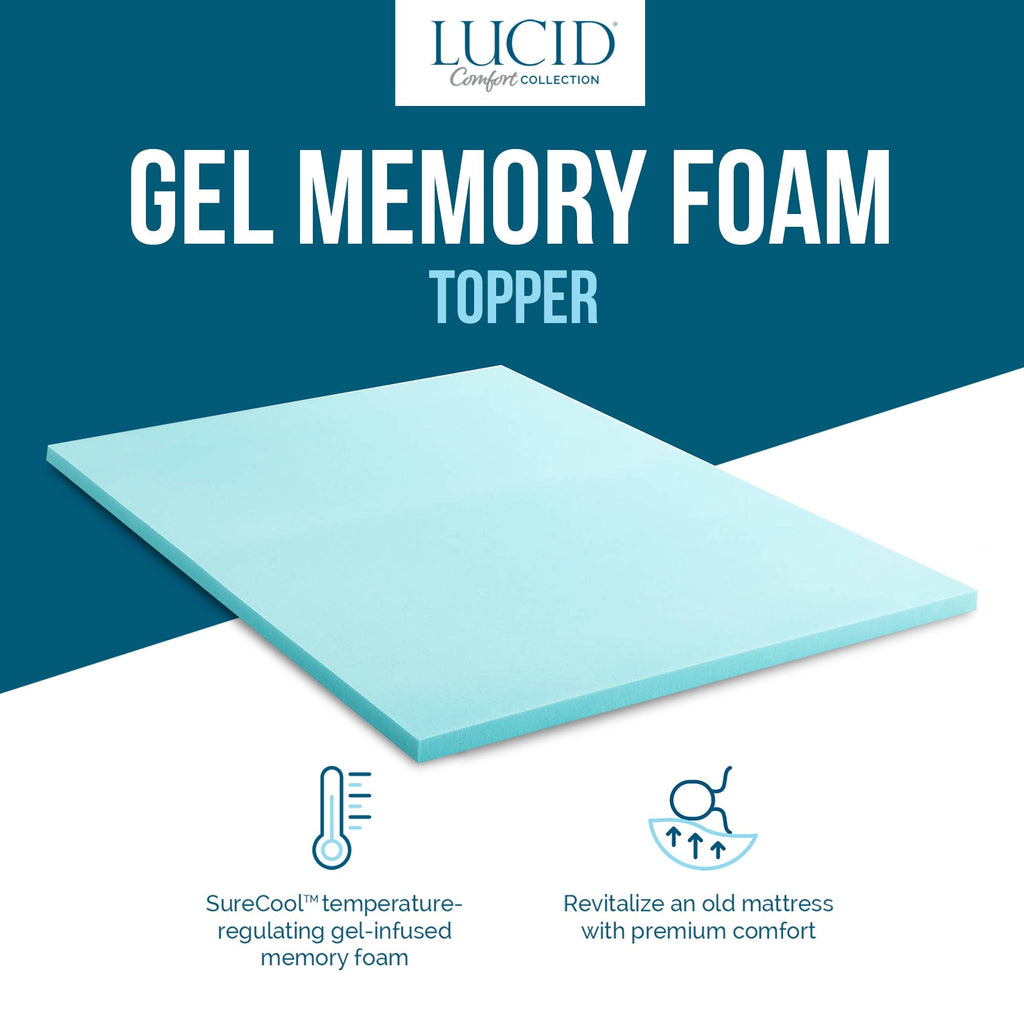Blue Twin 4 inch Gel and Aloe Memory Foam Topper I674194