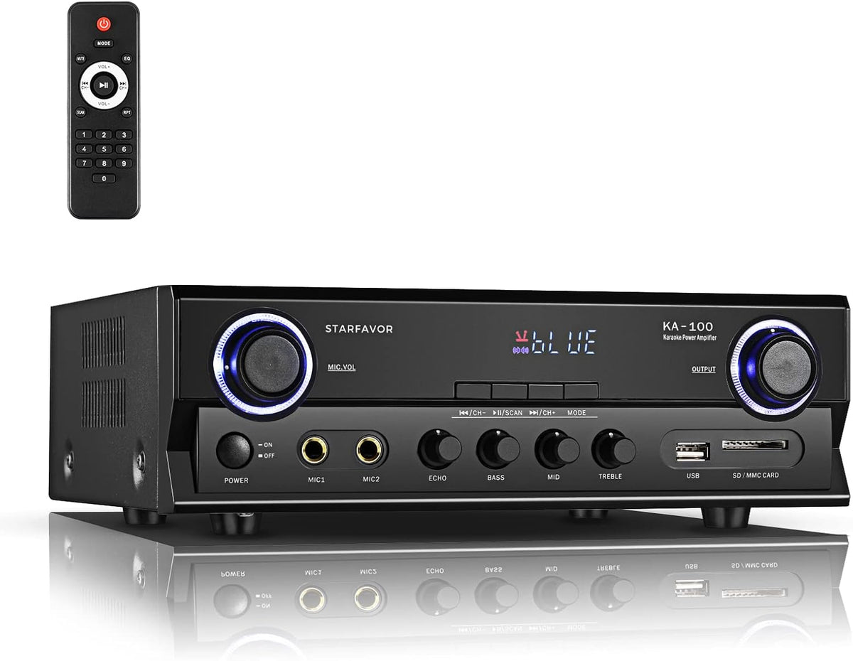 2 Channel 220W Stereo Receiver Amplifier with FM, USB SD Card, LED Display, Pack of 2 T9547