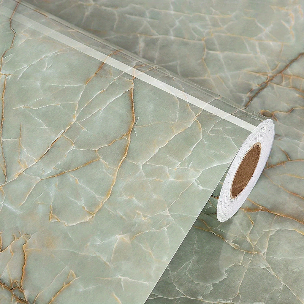 Cyan Glossy Film Marble Wallpaper Roll G31428
