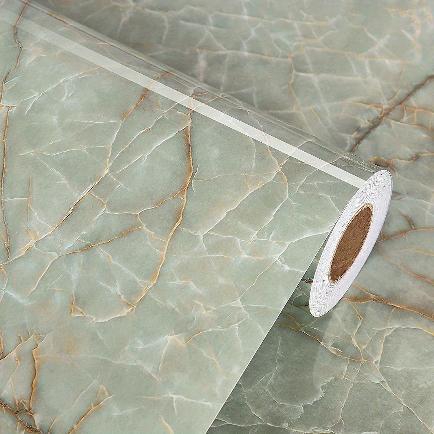 Cyan Glossy Film Marble Wallpaper Roll G31428