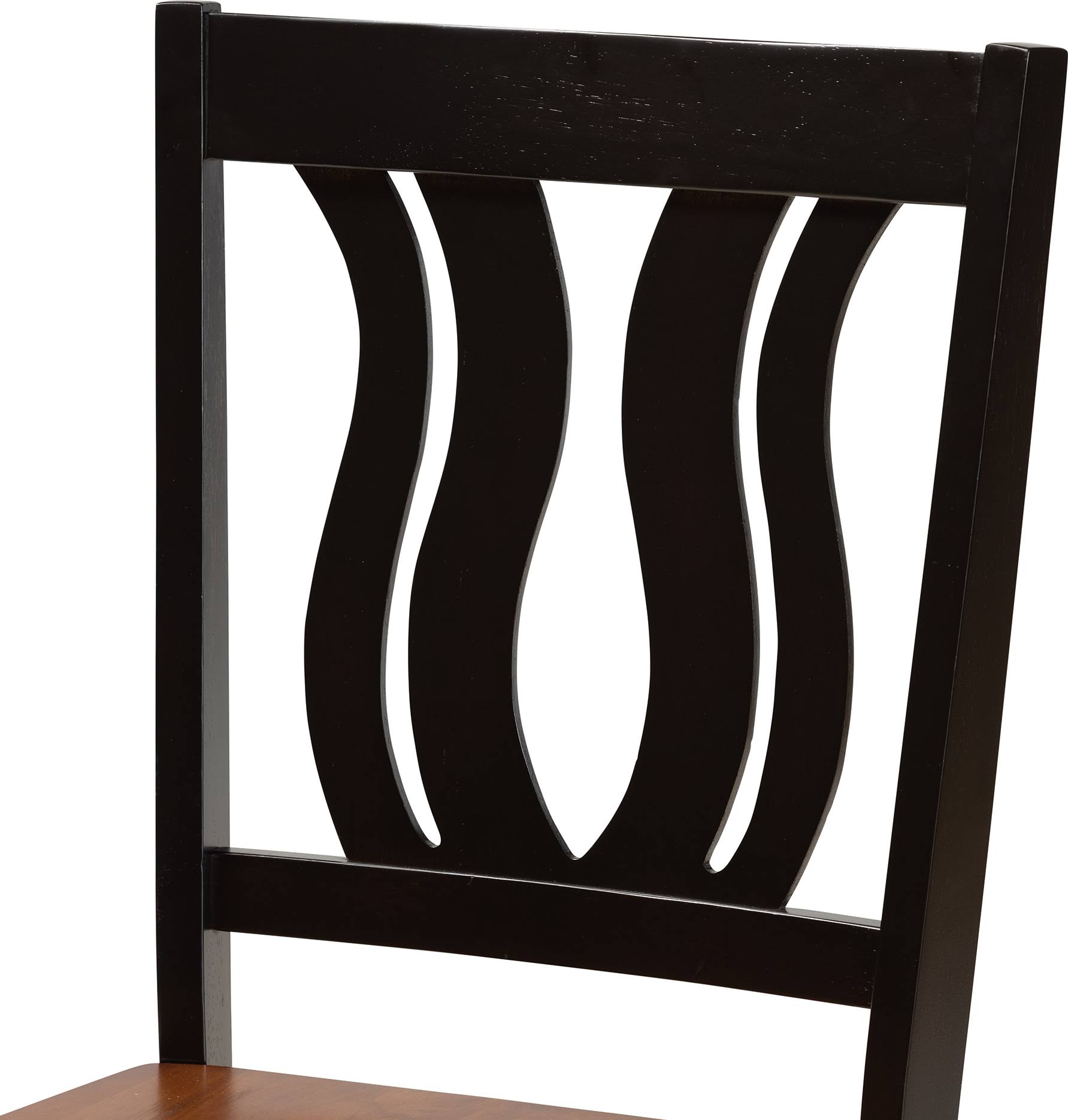 2-Piece Dark Brown and Walnut Brown Wood Dining Chair N848401