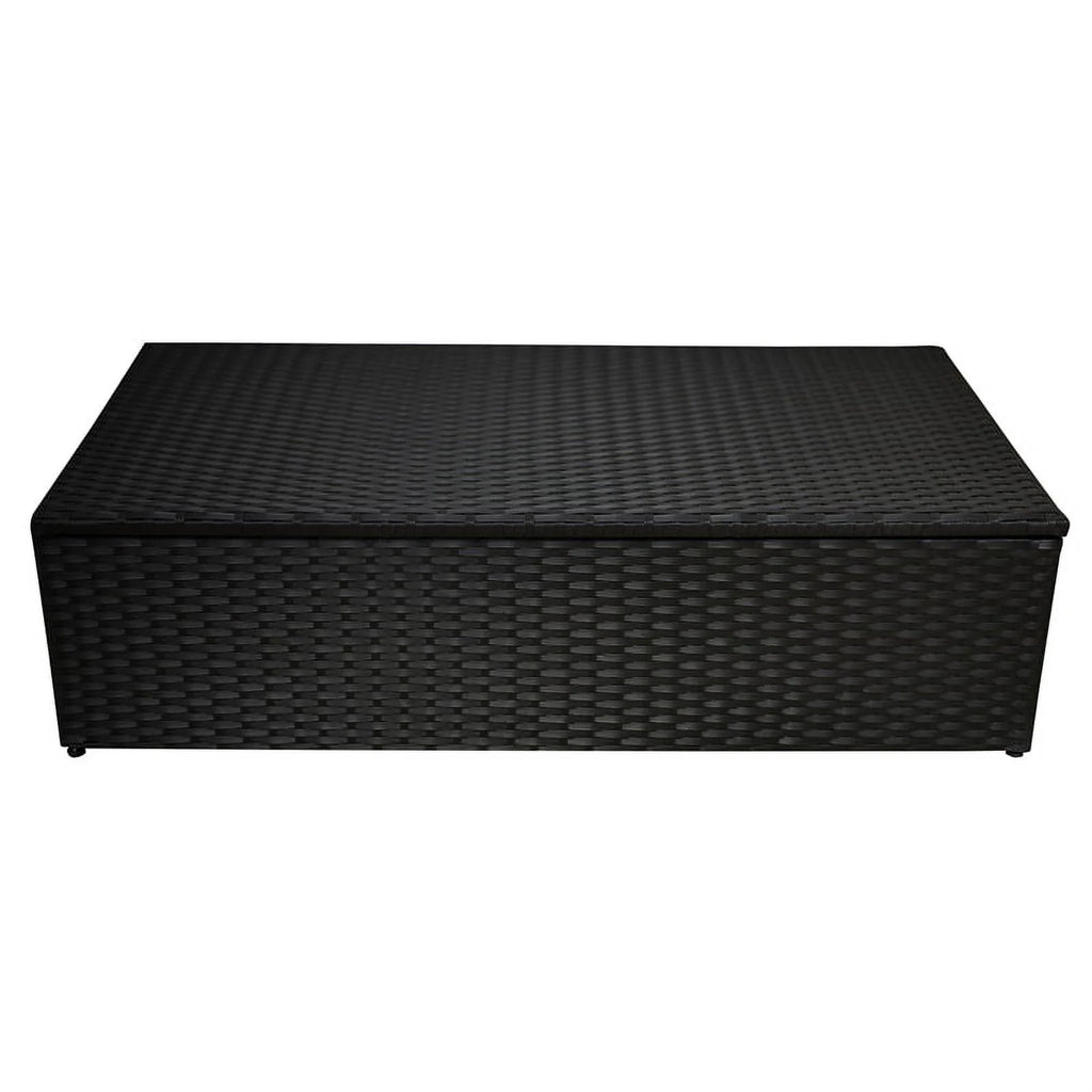 Black Wicker Outdoor Storage Sofa and Coffee Table L981473