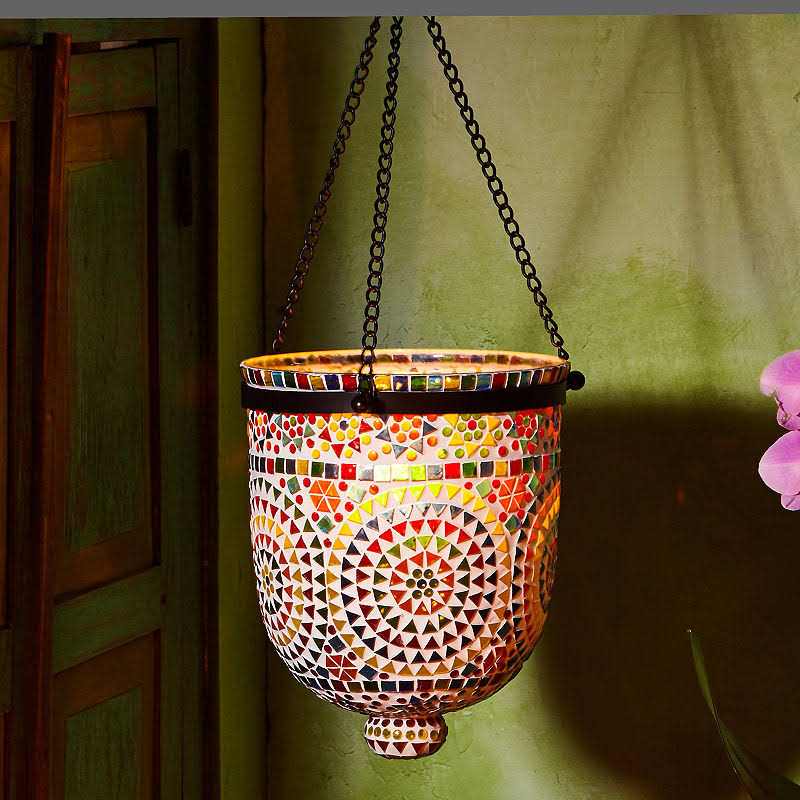 Multi-Color Mosaic Hanging Lantern D703