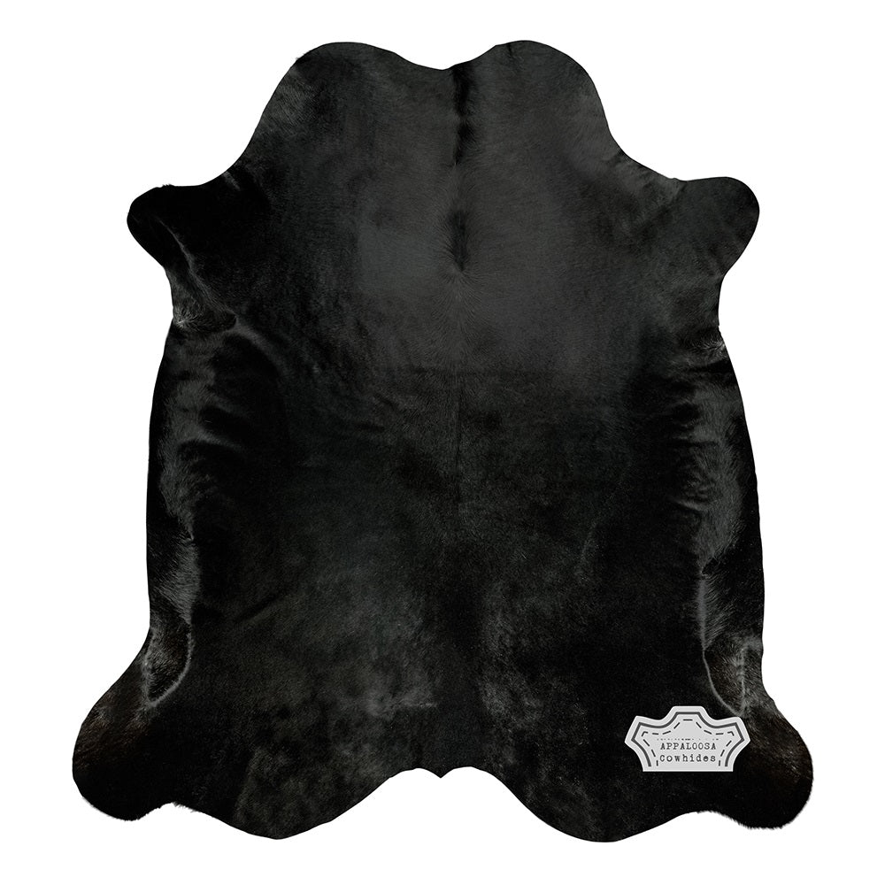 Solid Black Cowhide Rug 5' x 7' W1993
