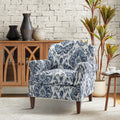 Navy Accent Chair with Wood Legs and Removable Cushion H8112
