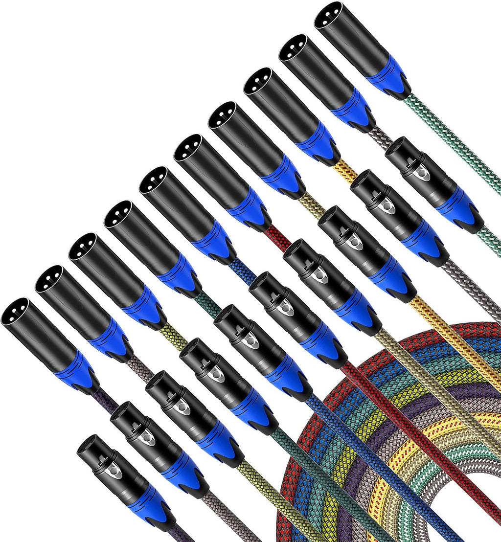 Nylon Braided XLR Male to Female Microphone Cable 25ft 10Pack O194