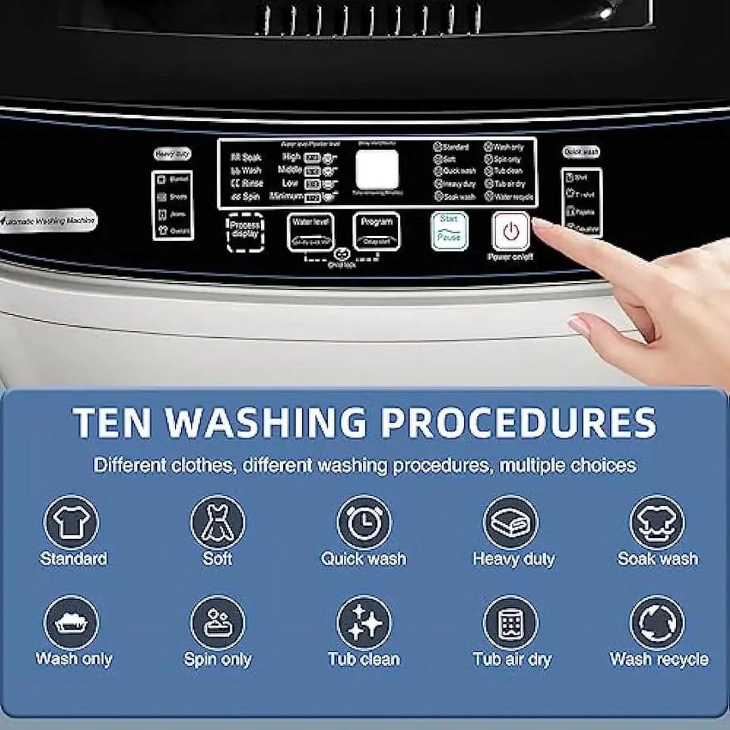 15.6 lbs Top Load Portable Washer with Drain Pump, LED Display W6315