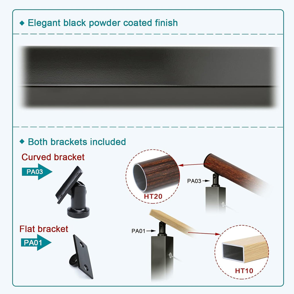 Black 30 Degree Stair Pre-Drilled Angle Holes 36x2x2 Stainless Steel Square Weldless Cable Railing Post W227866