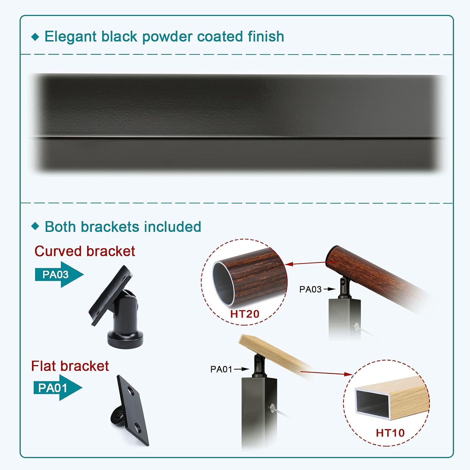 Black 30 Degree Stair Pre-Drilled Angle Holes 36x2x2 Stainless Steel Square Weldless Cable Railing Post W227866