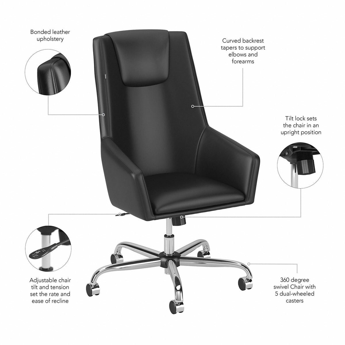 Light Gray High Back Leather Box Chair C264113