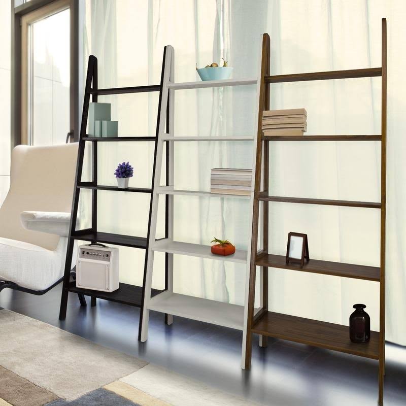 Espresso 5-Shelf Ladder Bookcase V9665