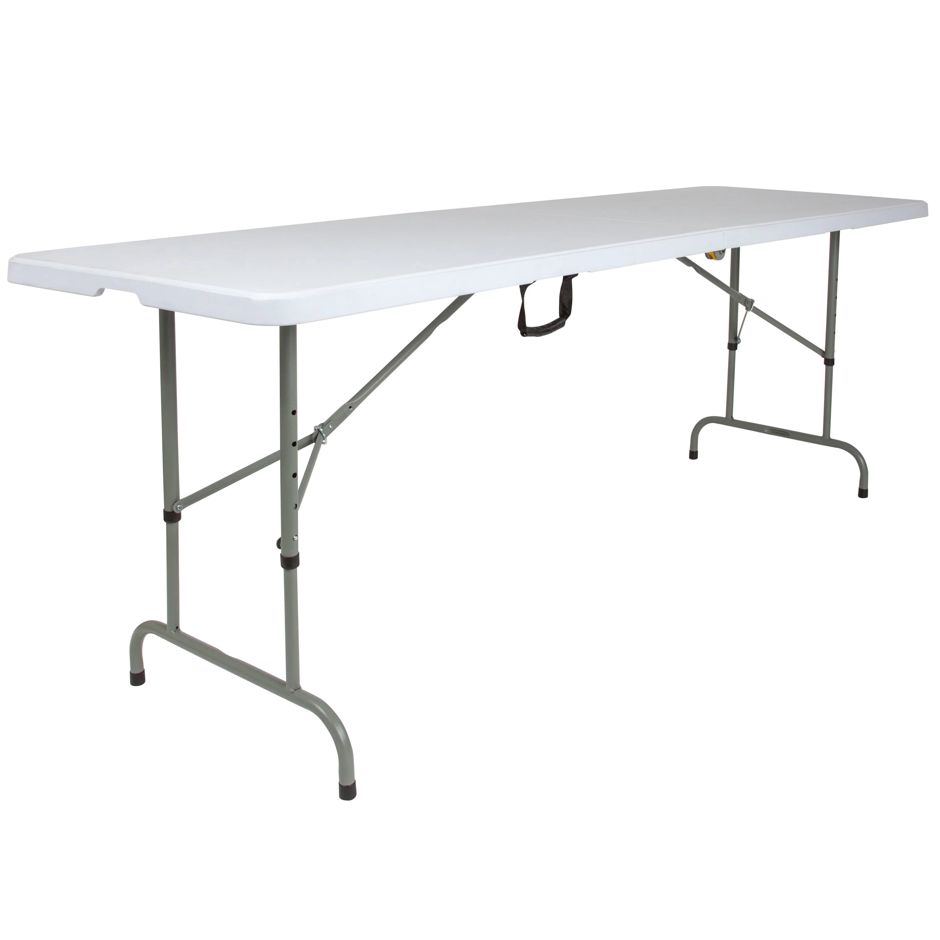 8-Foot Height Adjustable Granite White Plastic Folding Table with Handle Y32510