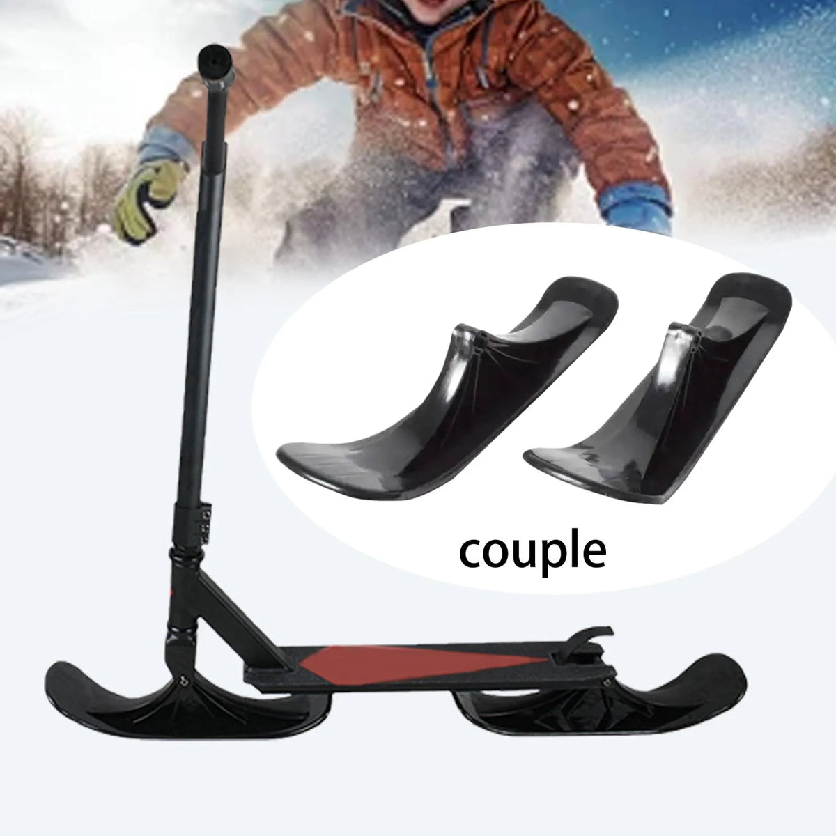 2Pcs Snow Sledge Board Set Ski Plate Bike Snowboard D359