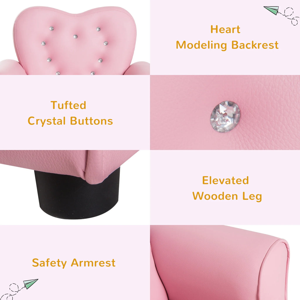 Pink Tufted Upholstered Kids Sofa Chair W49243