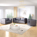 Modern 3 Pieces Linen Fleece Upholstered Sofa Set, Dark Grey A122