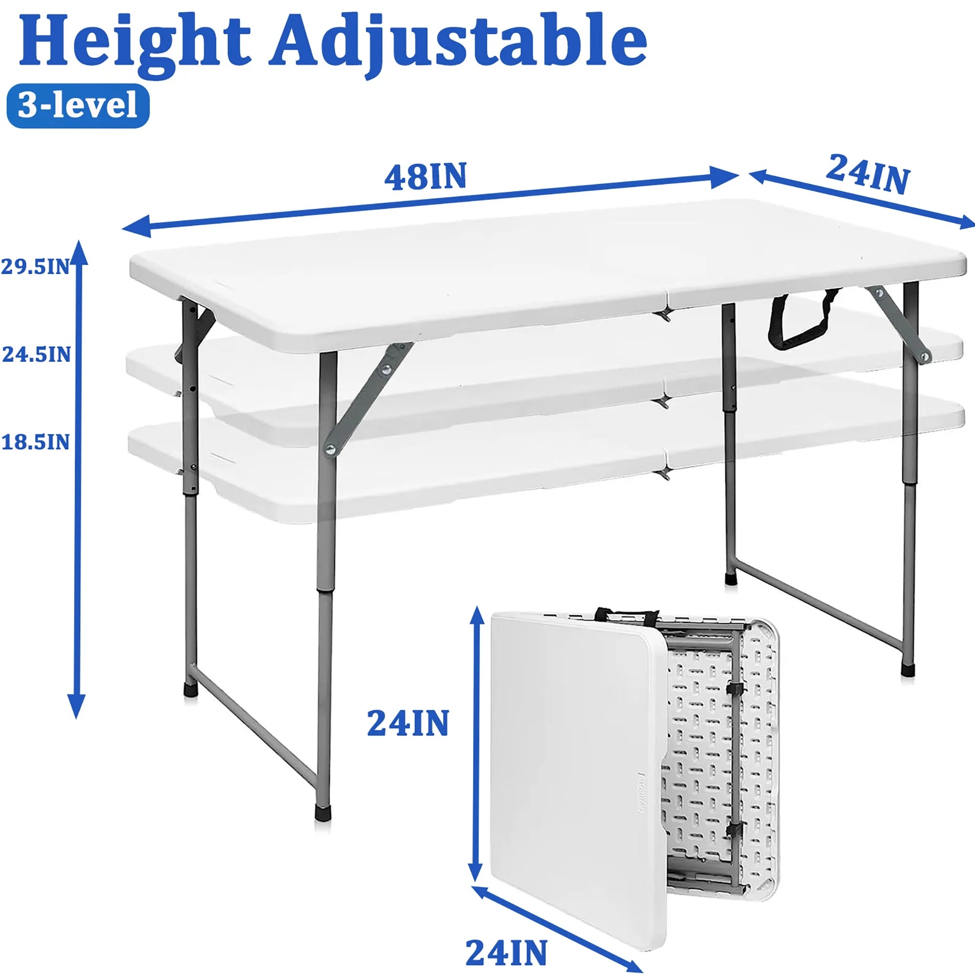 4 ft Folding Camping Table White O8642