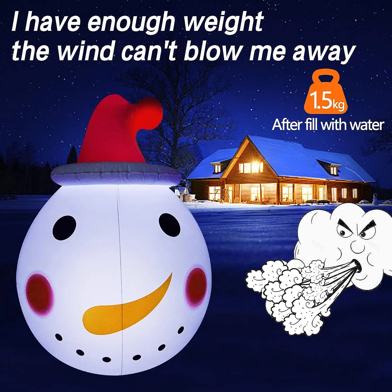 Christmas Inflatable Snowman with Rotating LED Lights W140410