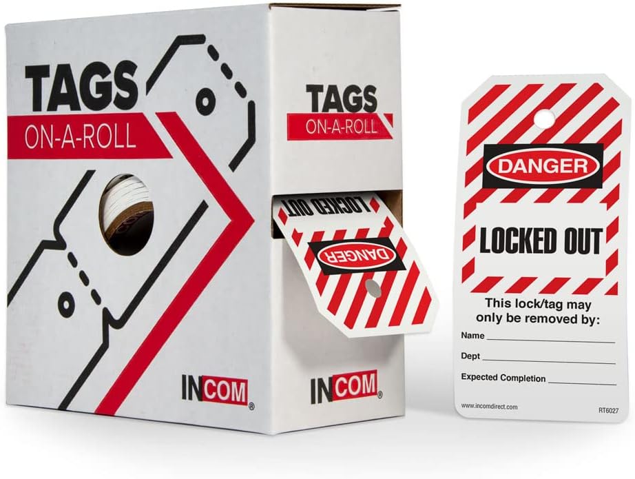 Danger Locked Out Heavy-Duty Waterproof Tear-Resistant Polytag Tags, Red/Black On White, 6.25 Inches X 3 Inches X 10 Mil Thickness, Pack of 2 P6123