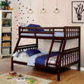 Dark Walnut Solid Wood Slatted Bunk Bed Twin Over Full E520