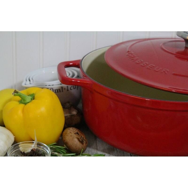 5.5-Quart Red Enameled Cast Iron Round Dutch Oven F3672
