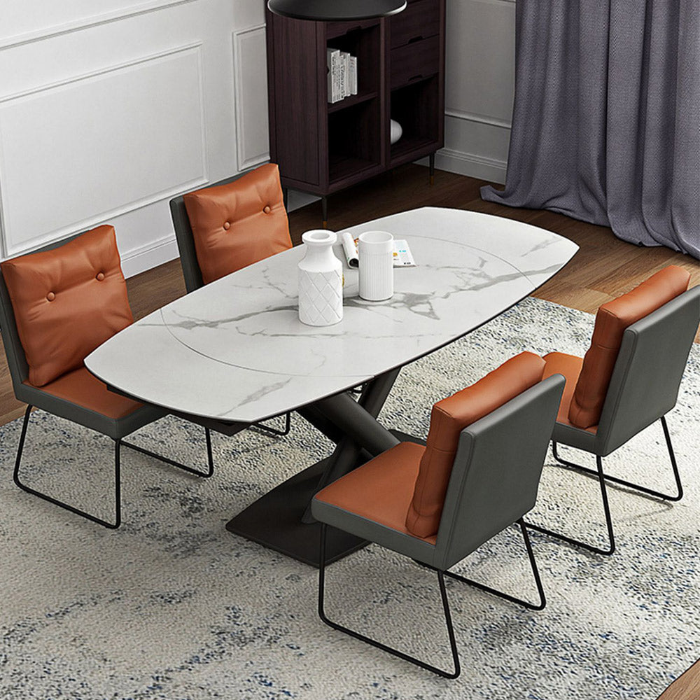 Set of 2 PU Leather High Back Kitchen Dining Chairs (orange) C126541