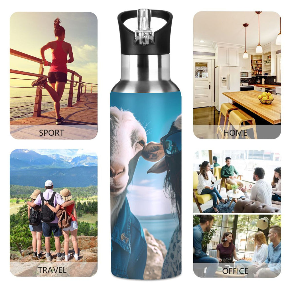20 oz Insulated Stainless Steel Water Bottle with Straw Lid B948
