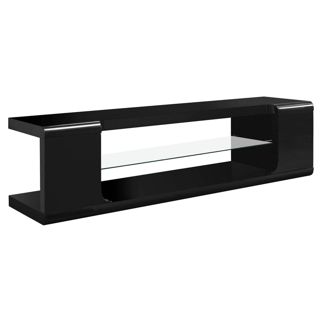 Black High Glossy TV Console with Tempered Glass Q437