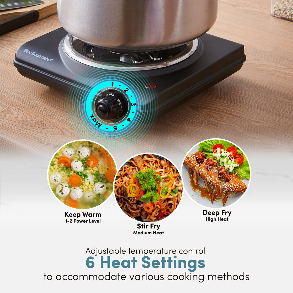 Black Countertop Single Burner Electric Hot Plate V631733