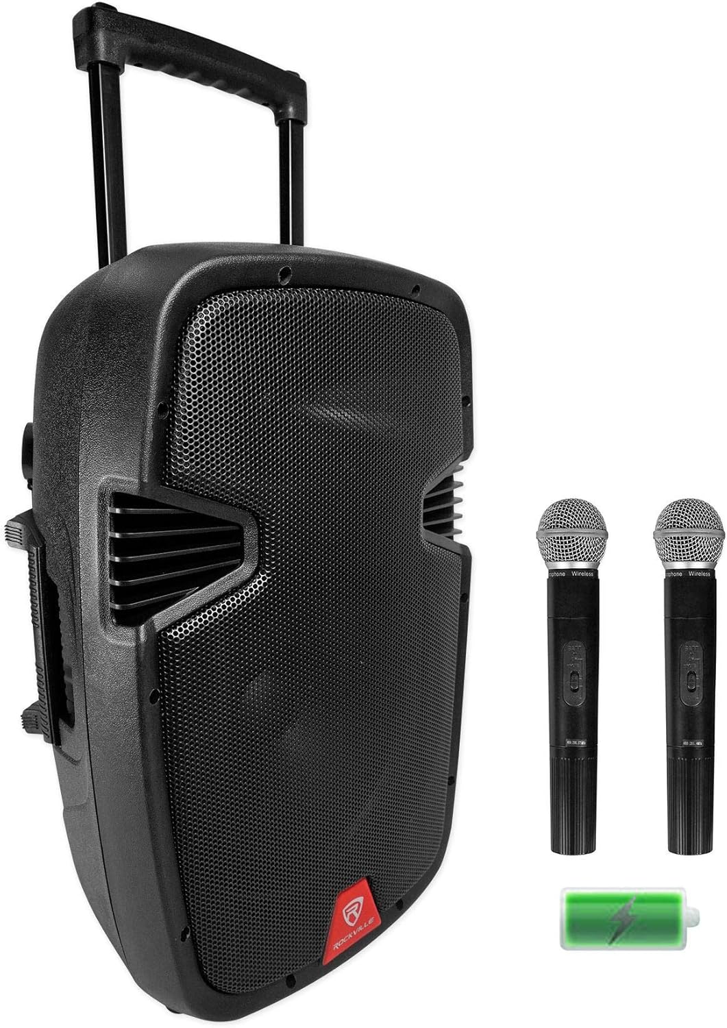 12" Rechargeable Powered 600W PA Speaker with 2 Mics and Bluetooth K5975