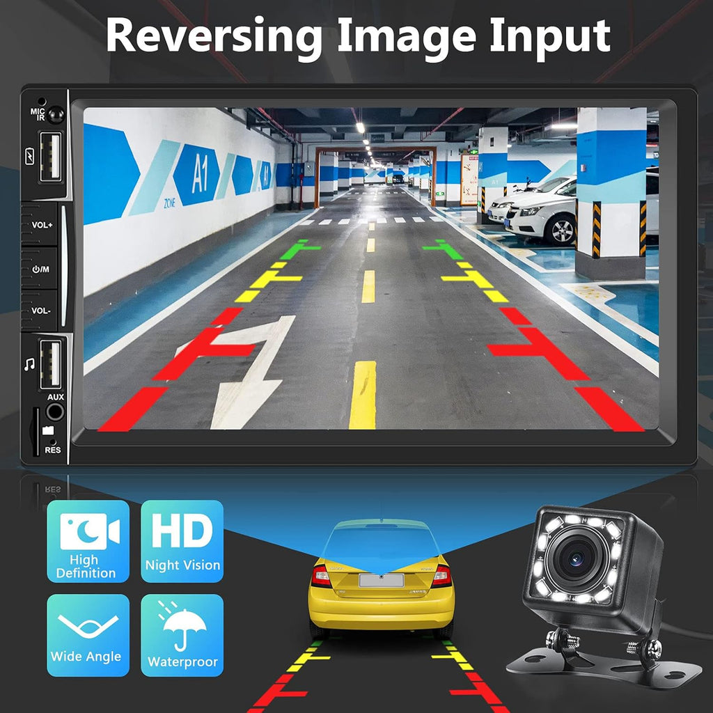 7 Inch Touch Screen Double Din Car Stereo with Bluetooth Backup Camera M3303