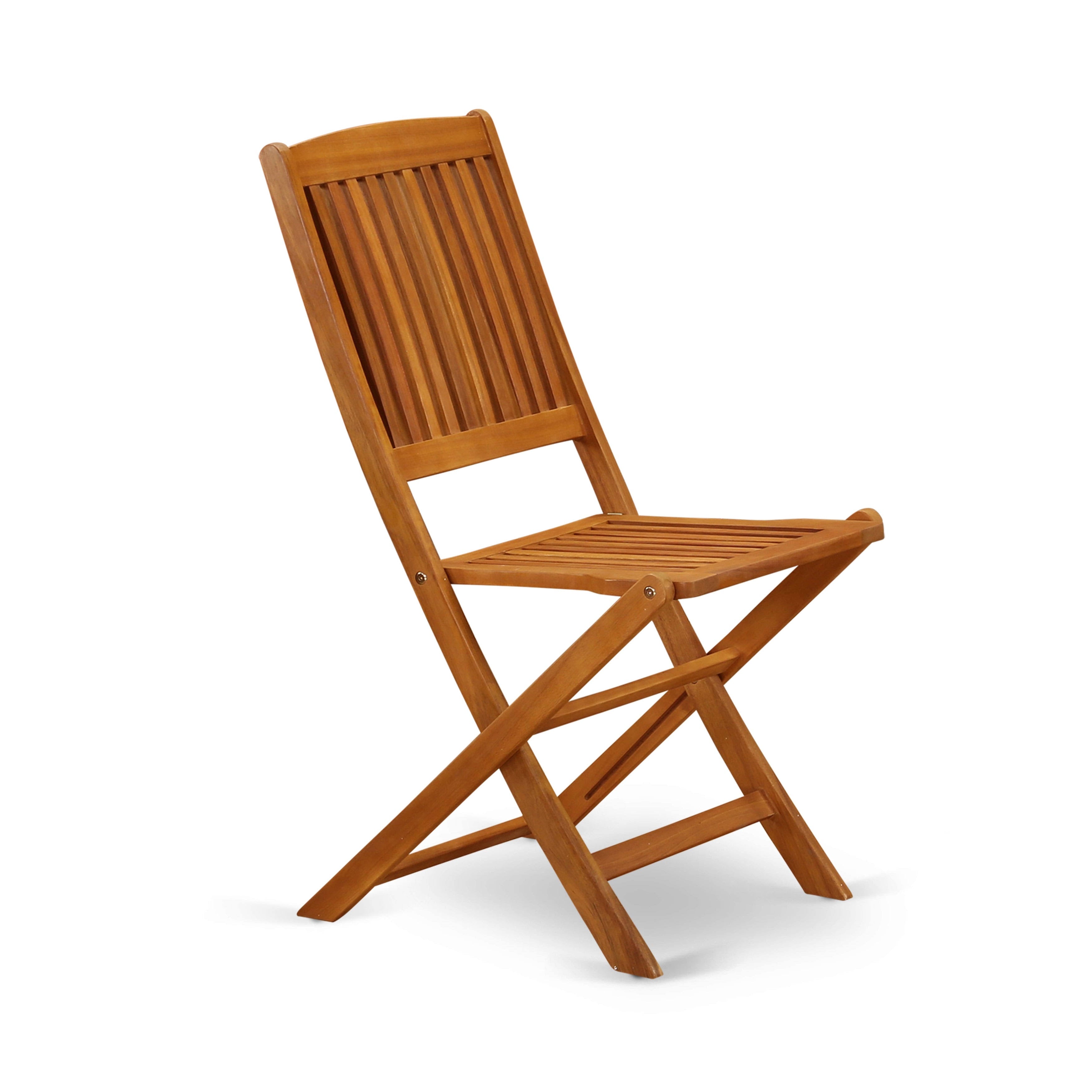 Solid Acacia Wooden Patio Folding Side Chair Set of Two V5125