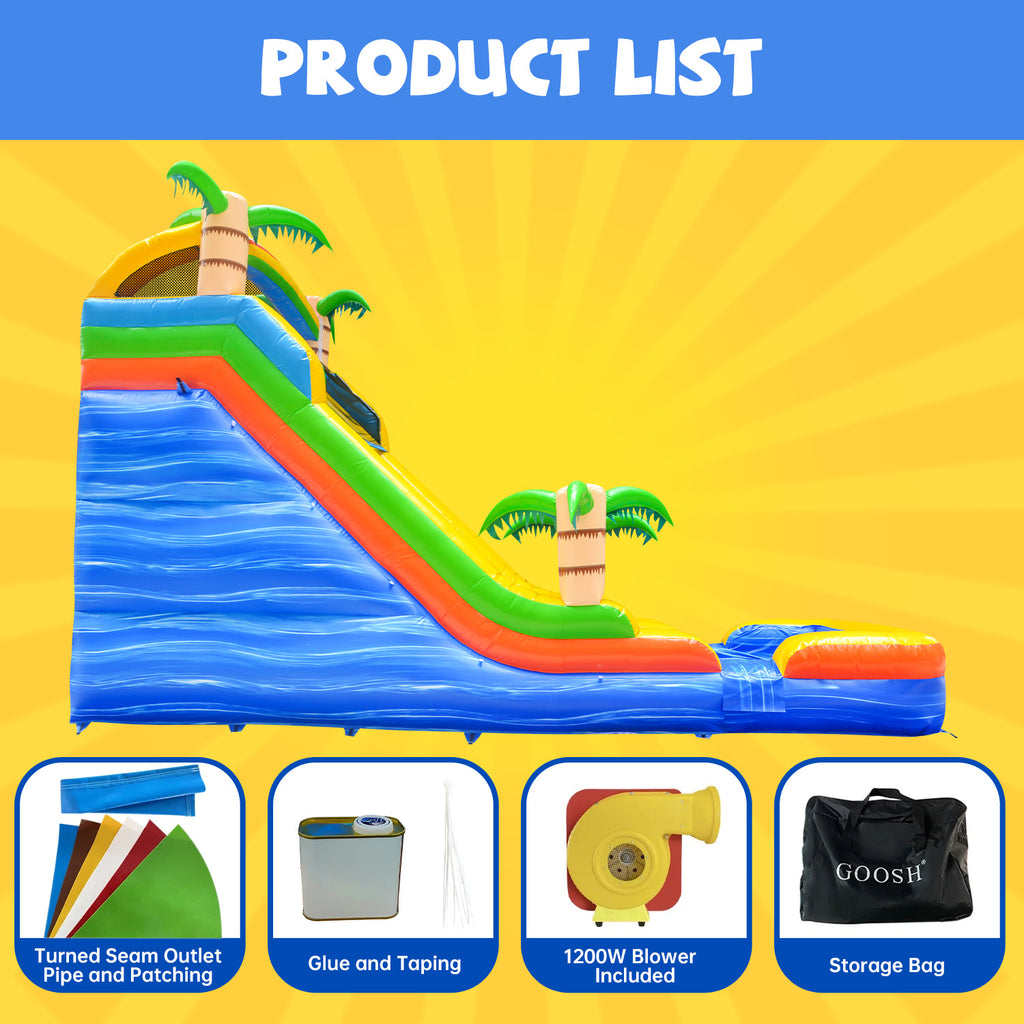 21 ft Inflatable Water Slide with Air Blower, Climbing Wall, Splash Pool L99252