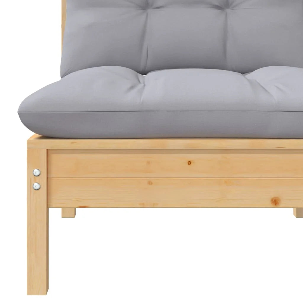 Gray Cushions Solid Pinewood 2-Seater Patio Sofa I35176