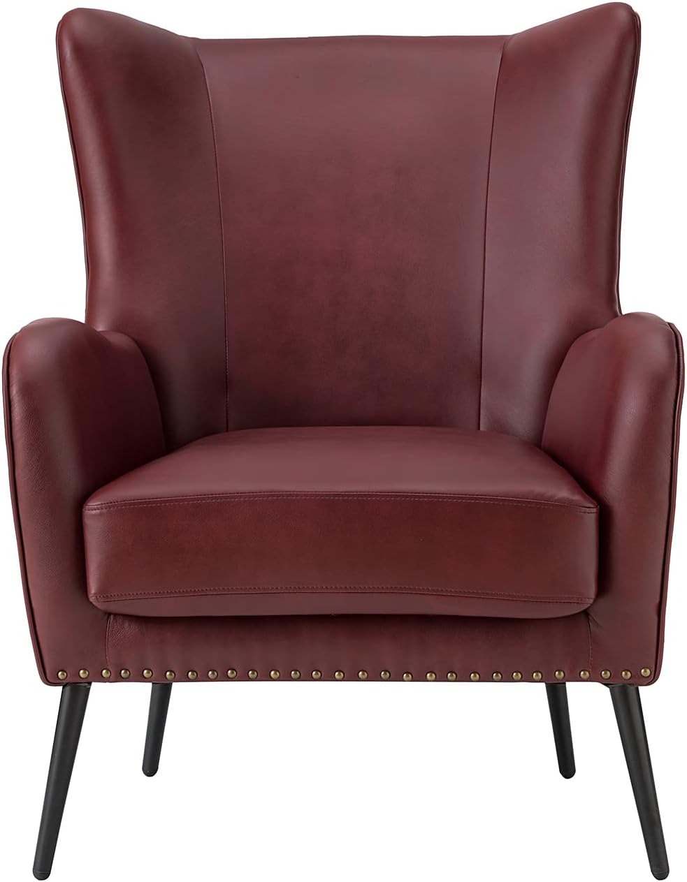 Burgundy Faux Leather Accent Chair Set of 2 with Removable Cushion G3074