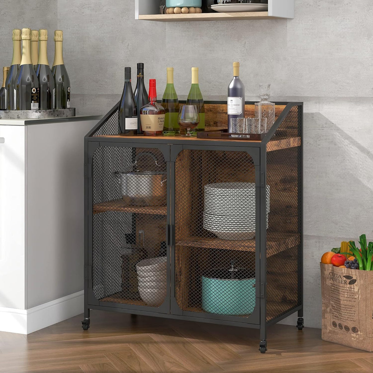 Metal Mesh Storage Cabinet with Double Door O440