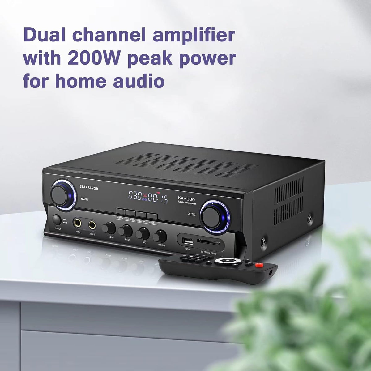 2 Channel 220W Stereo Receiver Amplifier with FM, USB SD Card, LED Display, Pack of 2 T9547