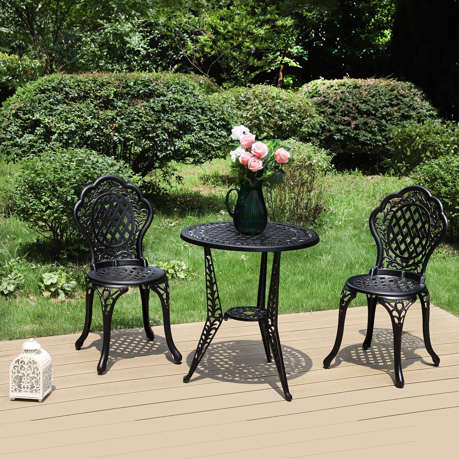 White 3-Piece Cast Aluminum Patio Bistro Set C5499