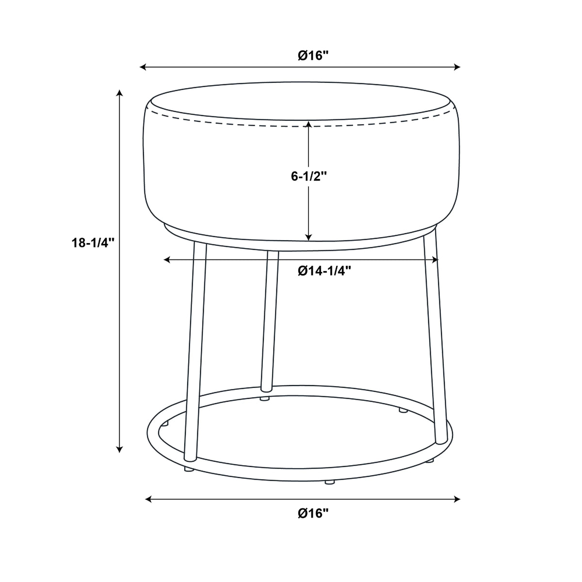 Gray Velvet Vanity Stool J5463