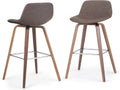 Distressed Chocolate Brown Vegan Faux Leather Bentwood Counter Height Stool Set Of 2 P44128