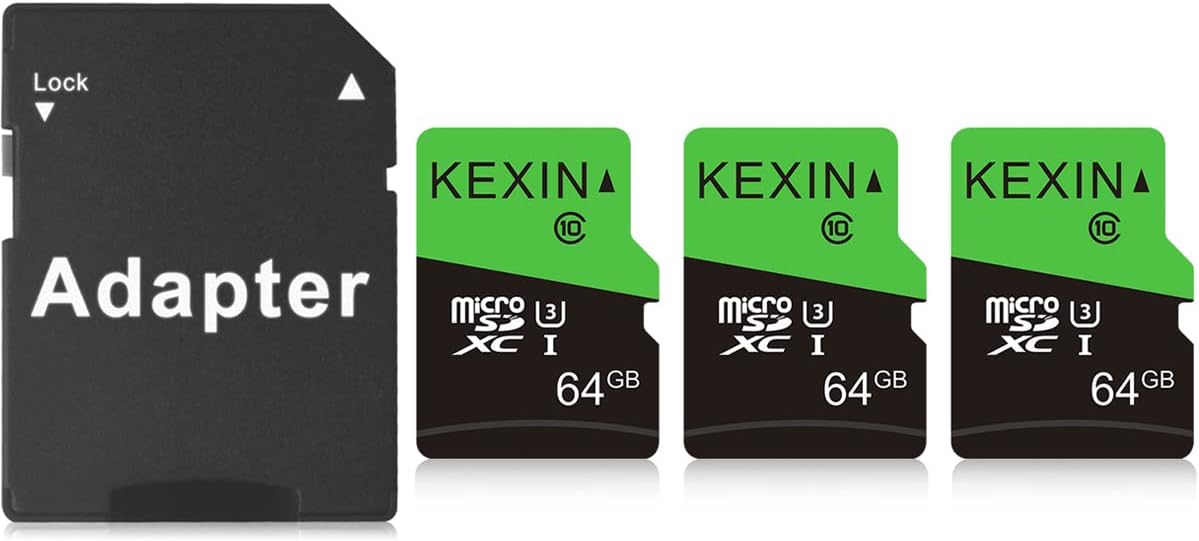 64GB Micro SD Card Class 10 U3 MicroSDXC UHS-I C10 Memory Card 3 Pack M4002