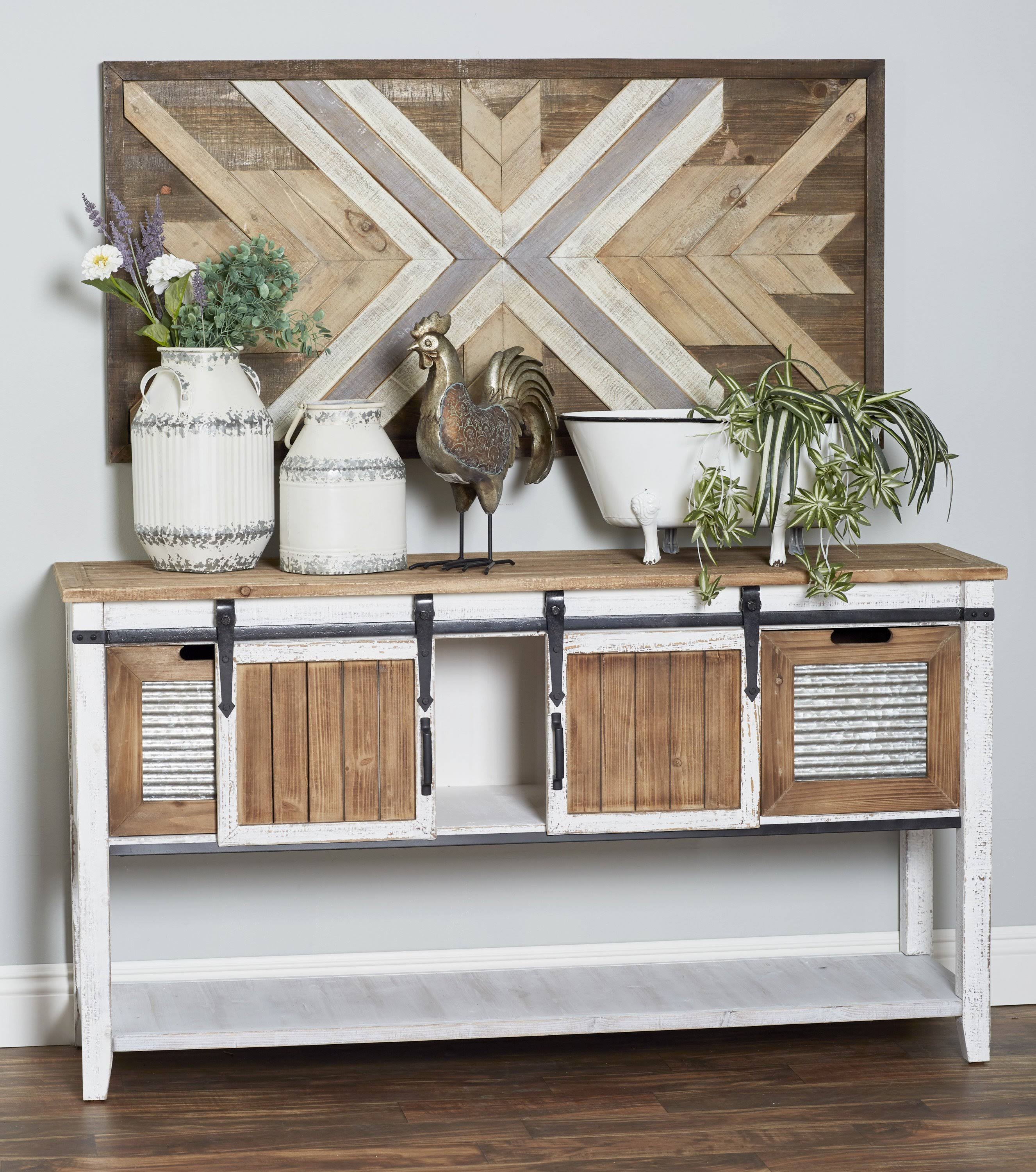 Wood and Metal Console Cabinet E785