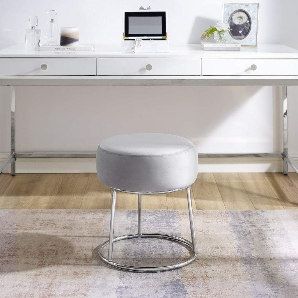 Gray Velvet Vanity Stool J5463