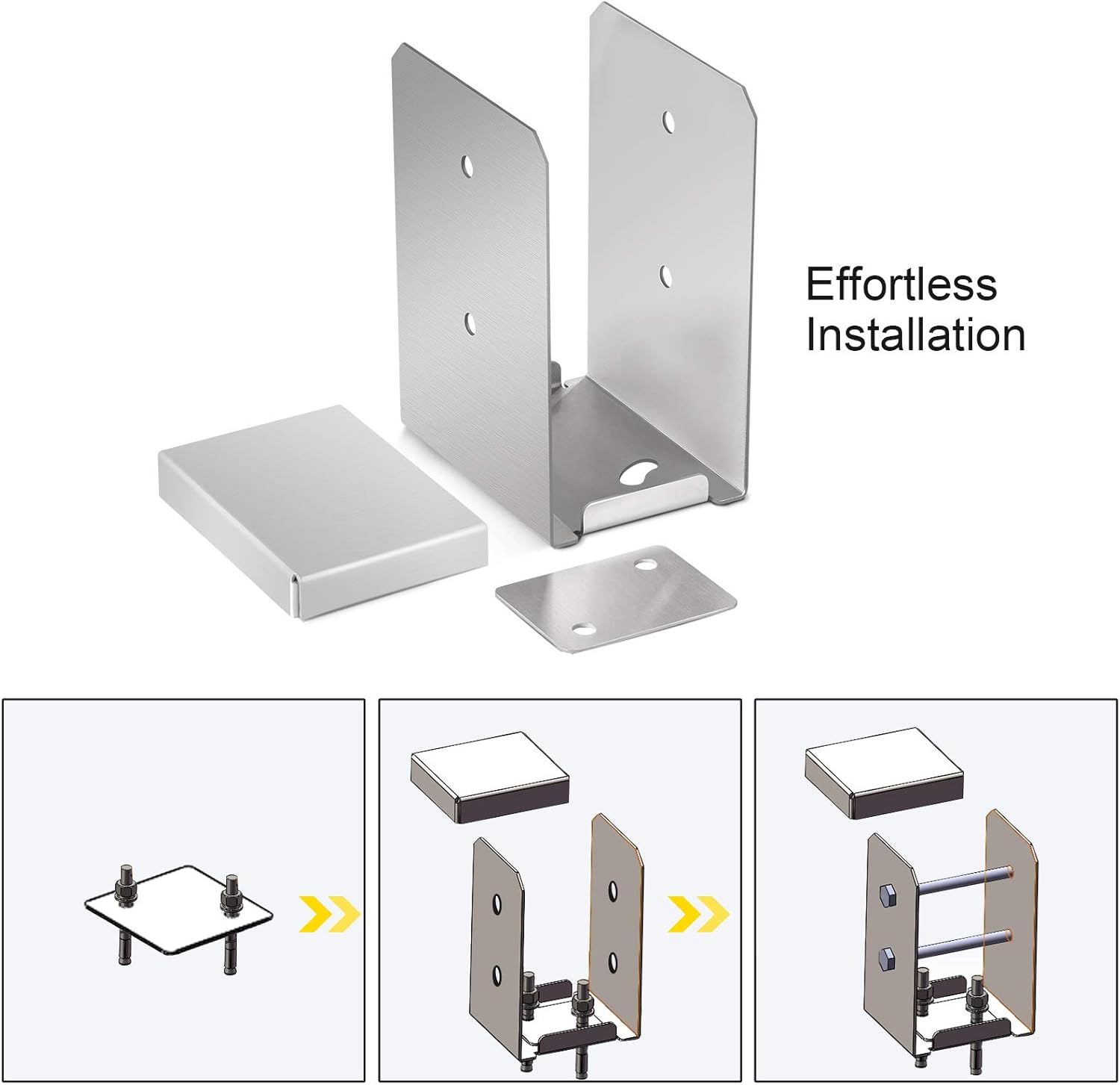 6 PCS Stainless Steel Adjustable Post Base S156226
