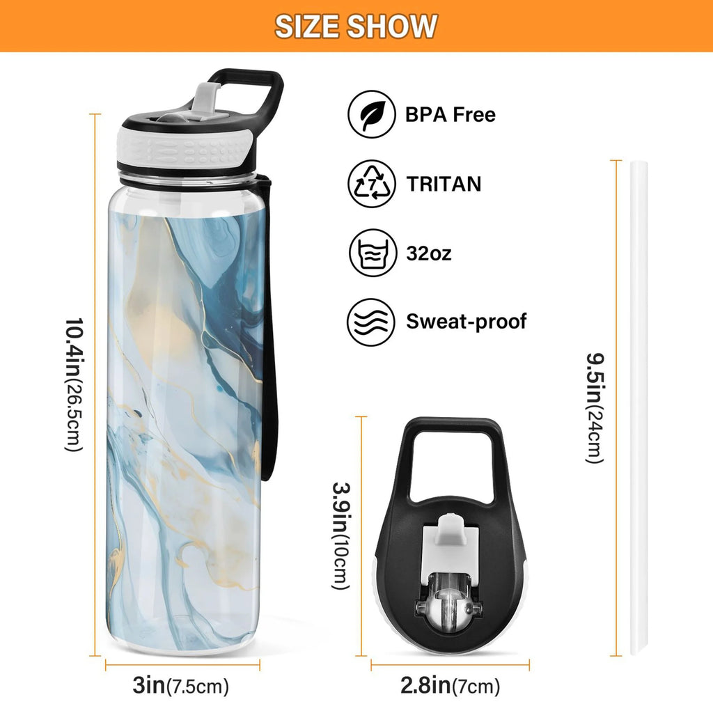 Blue Marble 32oz Tritan Leakproof Sports Bottle Y209910