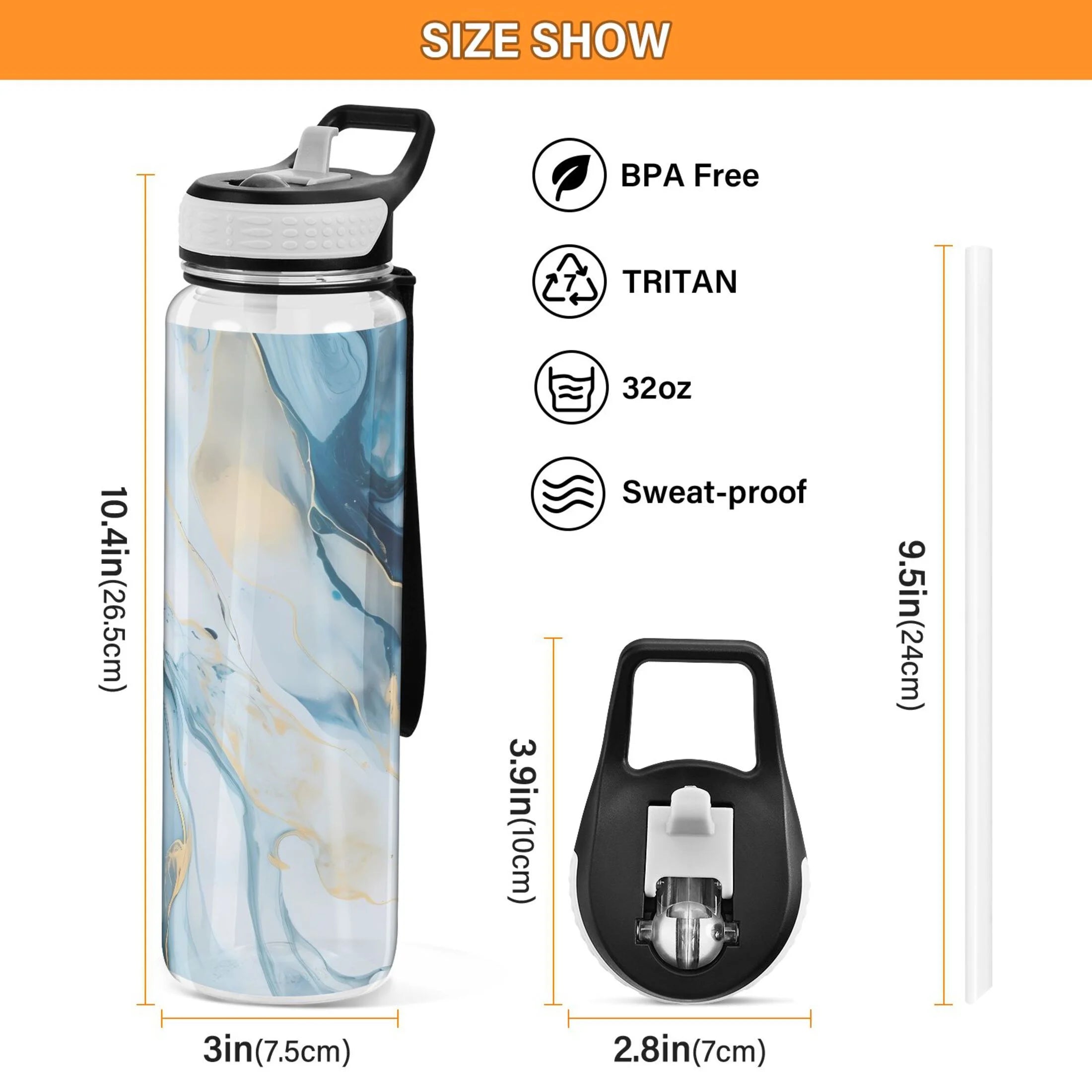 Blue Marble 32oz Tritan Leakproof Sports Bottle Y209910