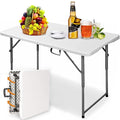 4 ft Folding Camping Table White O8642
