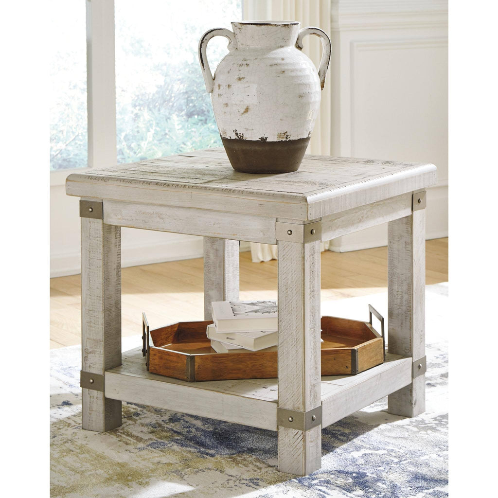 White Wash Gray Rectangular End Table I659239