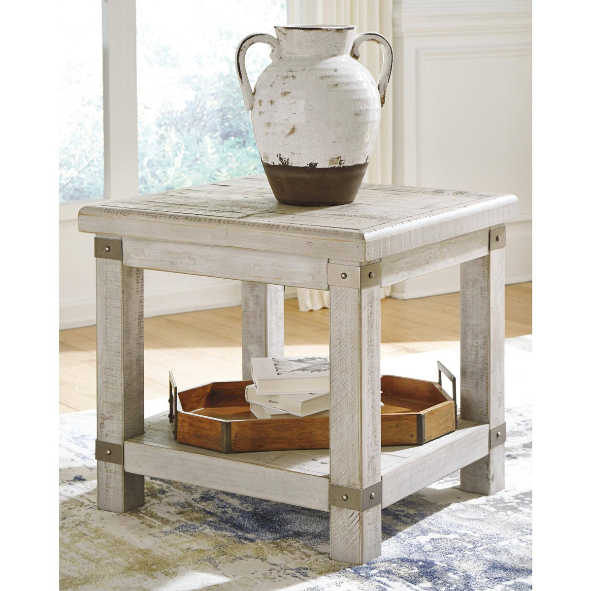 White Wash Gray Rectangular End Table I659239