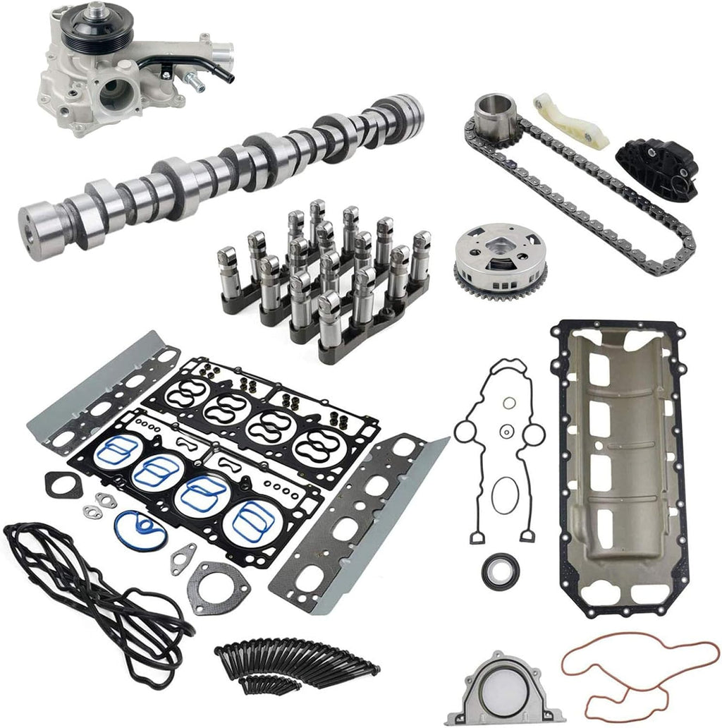 VVT Lifters Camshaft Kit Head Gasket Water Oil Pump Set for 2009-2015 Dodge Ram 1500 5.7L V8 HEMI J340