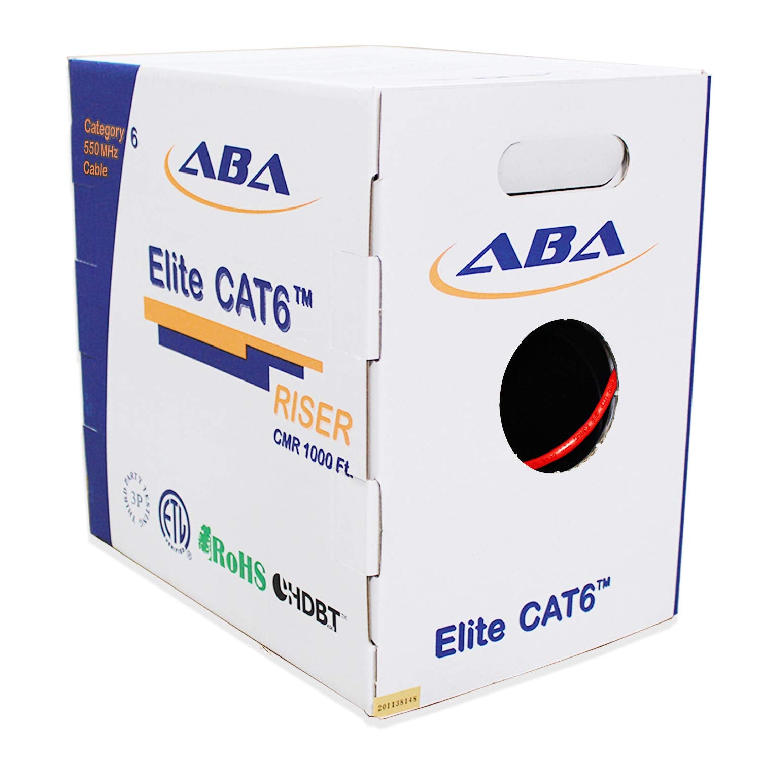 Cat6 Riser Ethernet Cable 1000ft Blue UTP 23AWG Solid Bare Copper Q4788